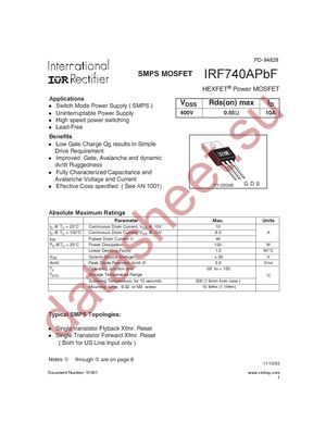 IRF740APBF datasheet  
